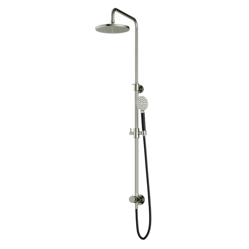 Hotbath Cobber Zestaw natryskowy z deszczownicą Ø 200 mm i zestawem prysznicowym na drążku Brushed Nickel M538.GN