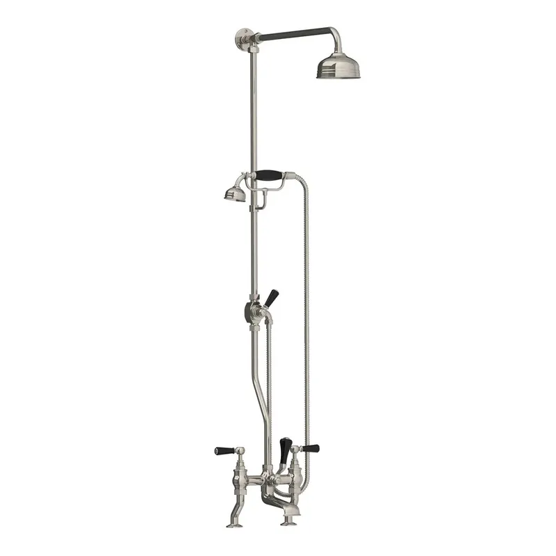 Lefroy Brooks Classic Bateria wannowa 2-otworowa z deszczownicą Ø 129 mm oraz z zestawem prysznicowym Silver Nickel BL1700NK