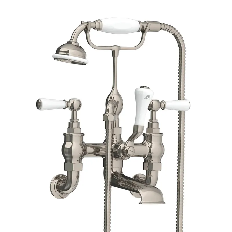 Lefroy Brooks Classic Bateria wannowa ścienna z zestawem prysznicowym Silver Nickel WL1166NK