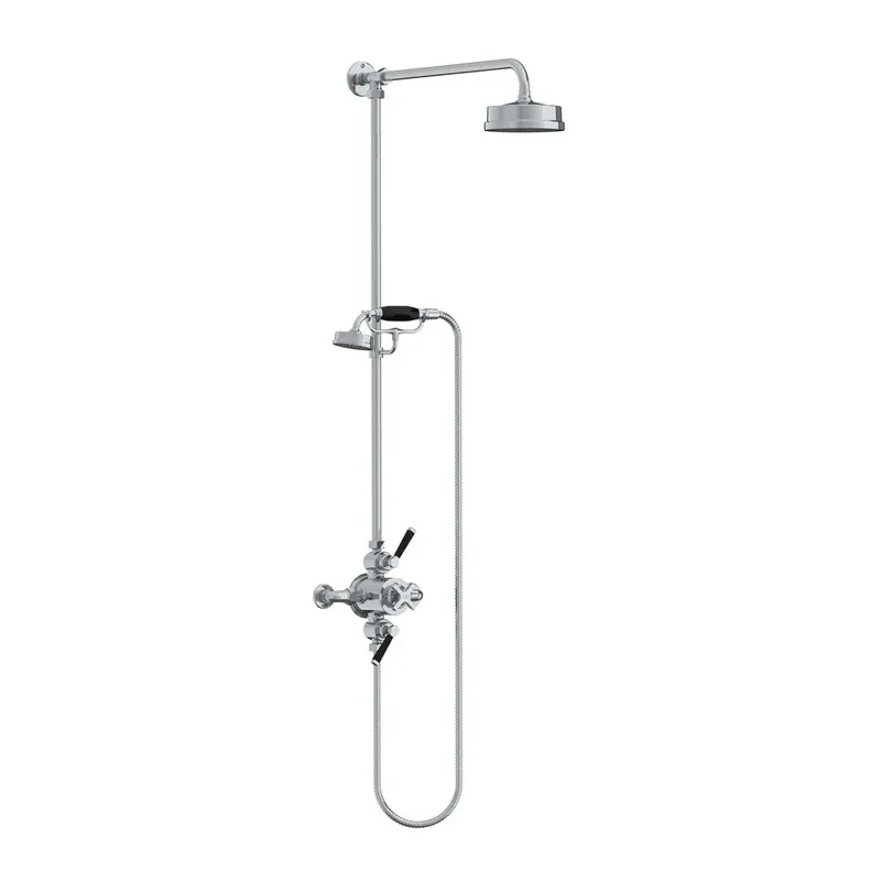 Lefroy Brooks Mackintosh Bateria natryskowa termostatyczna 2-otworowa z deszczownicą Ø 154 mm oraz ze słuchawką na kolumnie Chrom MB8741CP