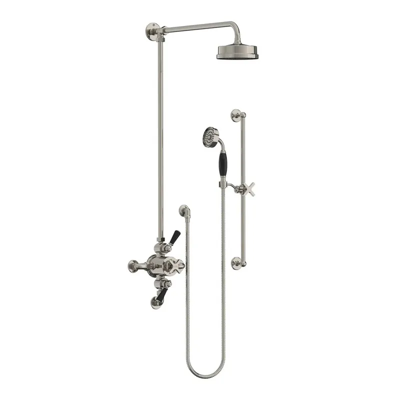 Lefroy Brooks Mackintosh Bateria natryskowa termostatyczna 3-otworowa z deszczownicą Ø 154 mm oraz ze słuchawką na drążku Silver Nickel MK8748NK