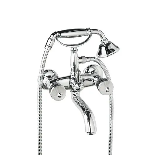 Newform Deluxe Bateria wannowa ścienna z mechanicznym przełącznikiem wanna/prysznic i zestawem prysznicowym chrom 68040C.21.018