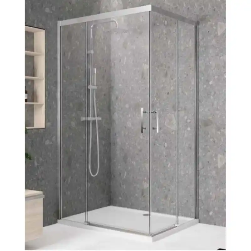 Novellini KALI AH Kabina narożna z drzwiami przesuwnymi 112,5-114 cm Srebrna KALIAH111L-1B