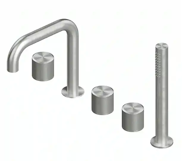 QuadroDesign Stereo Bateria wannowa na brzeg wanny 5-otworowa brushed stainless steel 1695AS