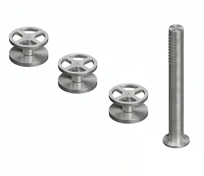 QuadroDesign Valvola02 Bateria wannowa na brzeg wanny 4-otworowa brushed stainless steel 2099AS