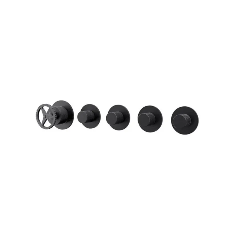 Remer Chrono Bateria wannowo-natryskowa podtynkowa 4-drożna - element zewnętrzny Brushed Black Chrome CH98D4PWBCFP