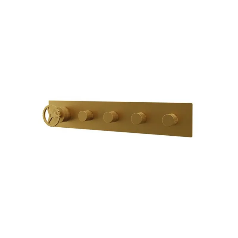 Remer Chrono Bateria wannowo-natryskowa podtynkowa 4-drożna - element zewnętrzny Brushed Gold CH98D4WBBG