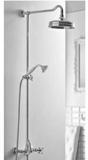 Sbordoni Margherita Bateria prysznicowa ścienna z drążkiem, wężem, słuchawką i deszczownicy Ø15 cm chrom MR154s150dxCR