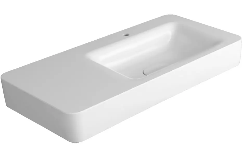 Simas Henges Umywalka stawiana na blat/wisząca z otworem na baterię prostokątna 100x50x13 cm biały HE12