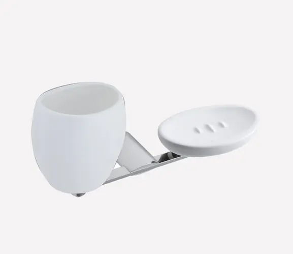 Webert Aria Mydelniczka i szklanka ceramiczna ścienna chrom AI501101.015