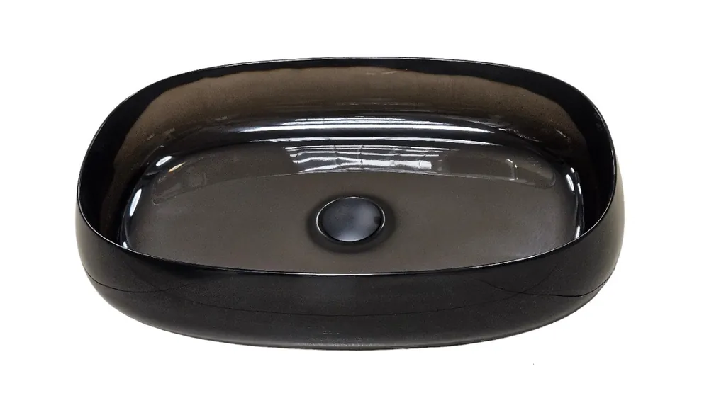 Galatea Design Paddle Umywalka stawiana na blat 58x38 Resinmood black grey z korkiem klik-klak czarny mat GDFU2007GB W MAGAZYNIE!!