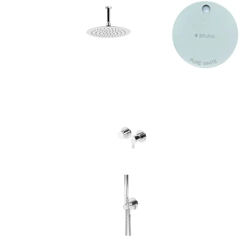 Bruma Leaf Zestaw prysznicowy podtynkowy z deszczownicą sufitową Ø 230 mm ze słuchawką Pure White 1673702PW