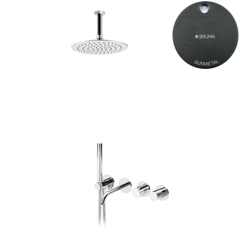 Bruma Leaf4 Bateria wannowo-natryskowa podtynkowy z deszczownicą sufitową Ø 250 mm Gunmetal 1672505MG