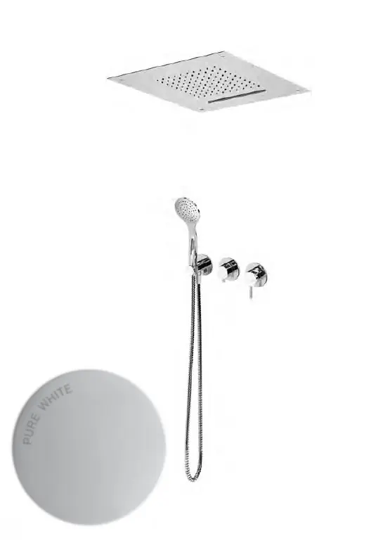 Bruma Lusitano Zestaw prysznicowy podtynkowy z deszczownicą 500x500 mm i słuchawka prysznicowa Pure White 1074261PW
