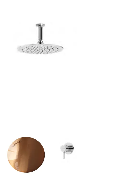 Bruma Lusitano Zestaw prysznicowy podtynkowy z deszczownicą Ø 250 mm i ramieniem sufitowym Sunset 1075602SS