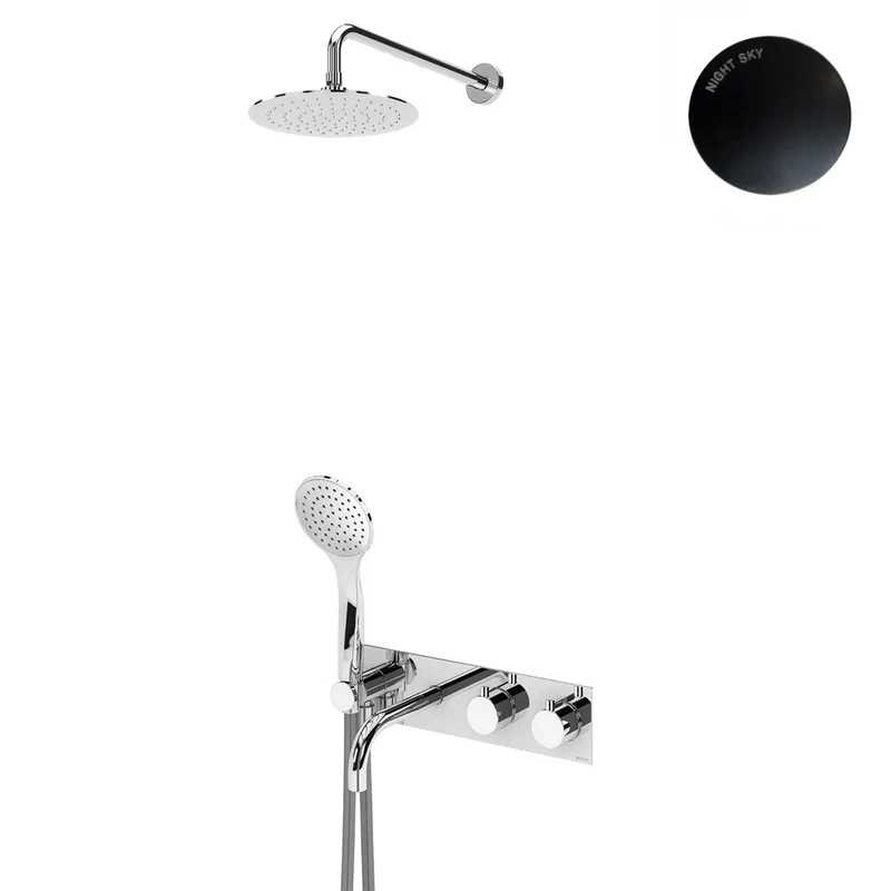 Bruma Lusitano Zestaw wannowo-natryskowy 250 mm Podtynkowy termostatyczny z ramieniem ściennym Night sky 1383102NS