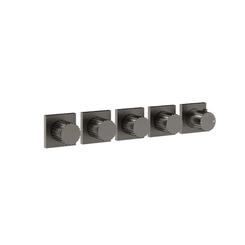 Gessi Incastri Bateria prysznicowa termostatyczna 4-drożna - element zewnętrzny Black Metal Brushed PVD 75338.707