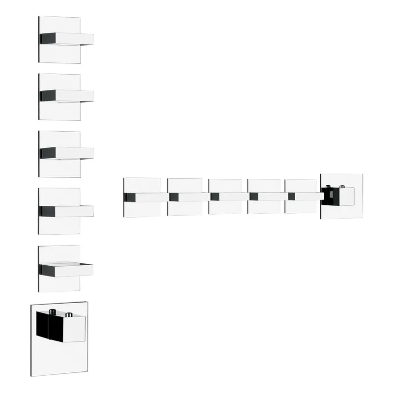 Gessi Inverso Diamantato Bateria prysznicowa termostatyczna podtynkowa 5-drożna - element zewnętrzny Chrom 43220.031
