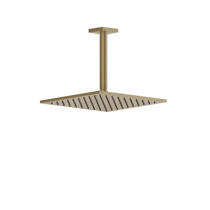 Gessi Inverso Diamantato Deszczownica kwadratowa 250x250 mm z ramieniem sufitowym Warm Bronze Brushed PVD 59155.726