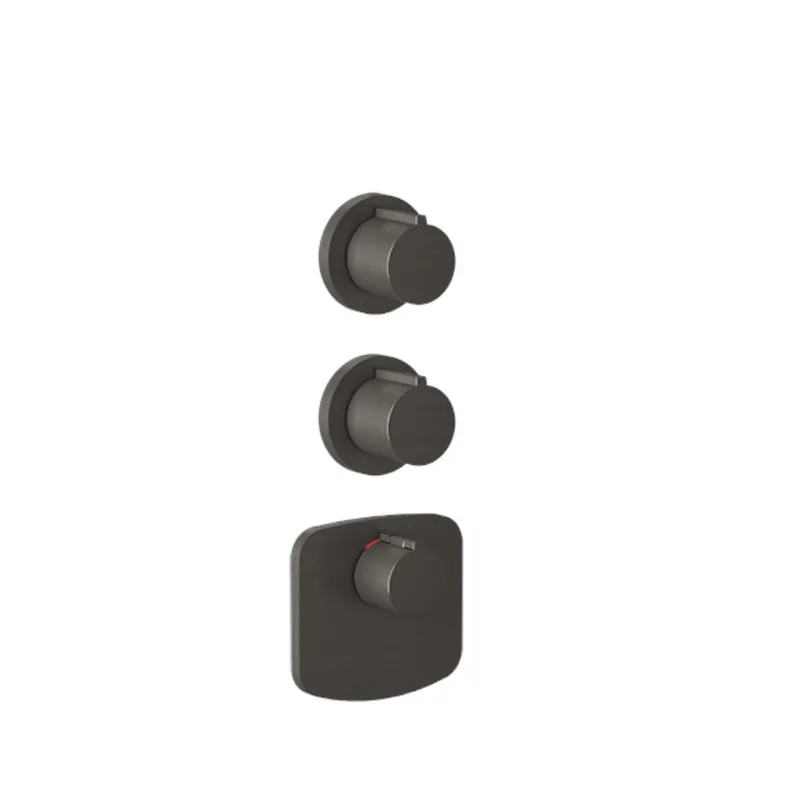 Gessi Ventaglio Bateria prysznicowa termostatyczna podtynkowa 2-drożna - element zewnętrzny Black Metal Brushed PVD 43234.707